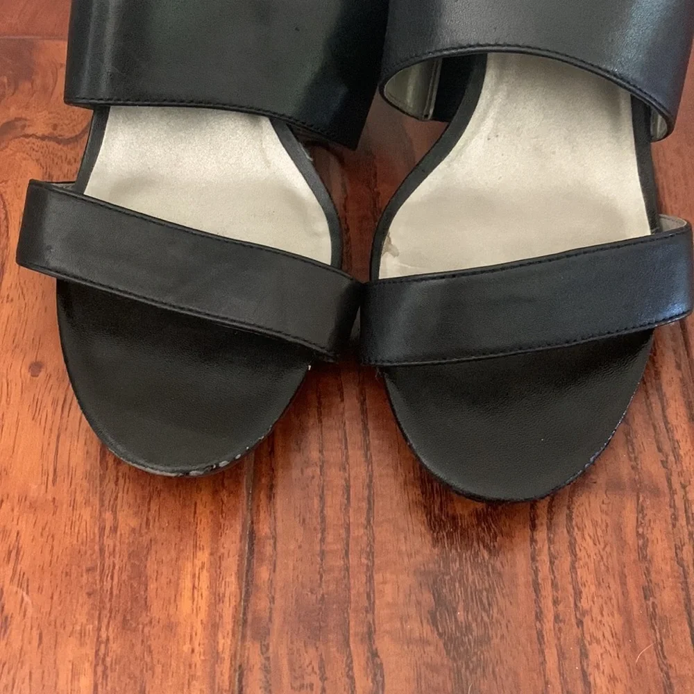 ME TOO Sandals Size 8 Dixie Black Leather Strappy Gladiator High Heel Open Toe